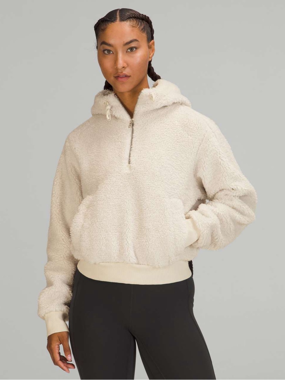 Lululemon Textured Fleece 1/2 Zip Size 4 White Opal Sherpa Fleece